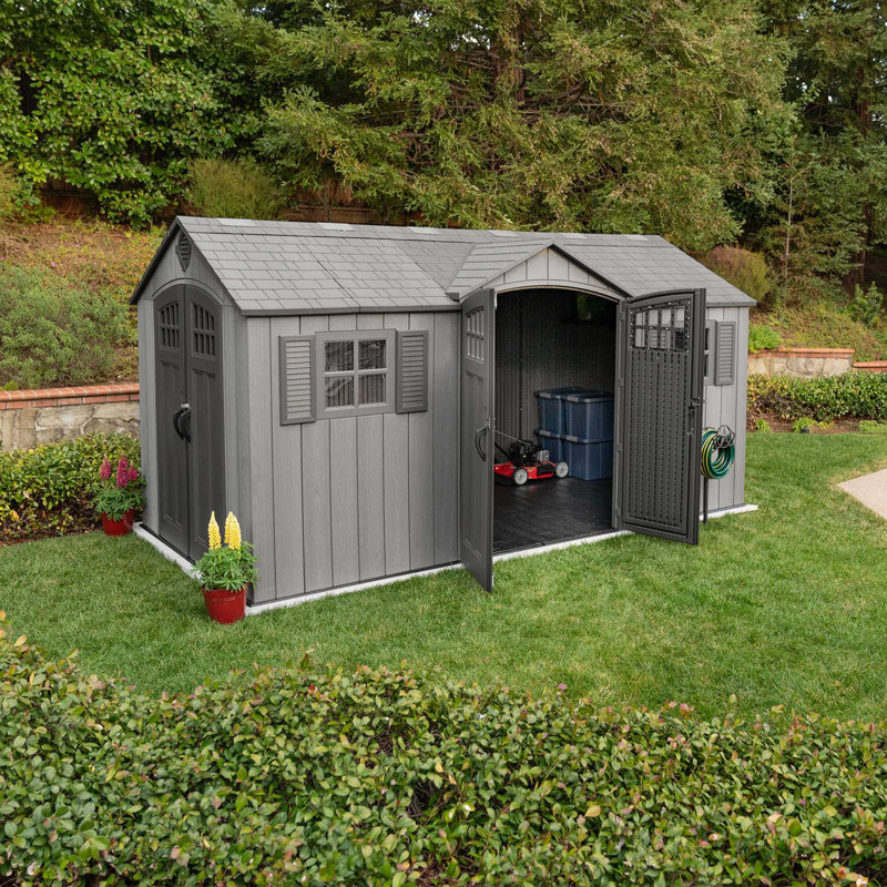 lifetime 15 ft. x 8 ft. apex plastic shed wayfair.co.uk